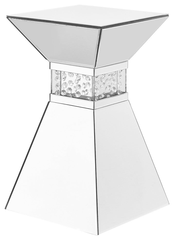 12" Crystal End Table, Clear Mirror Finish