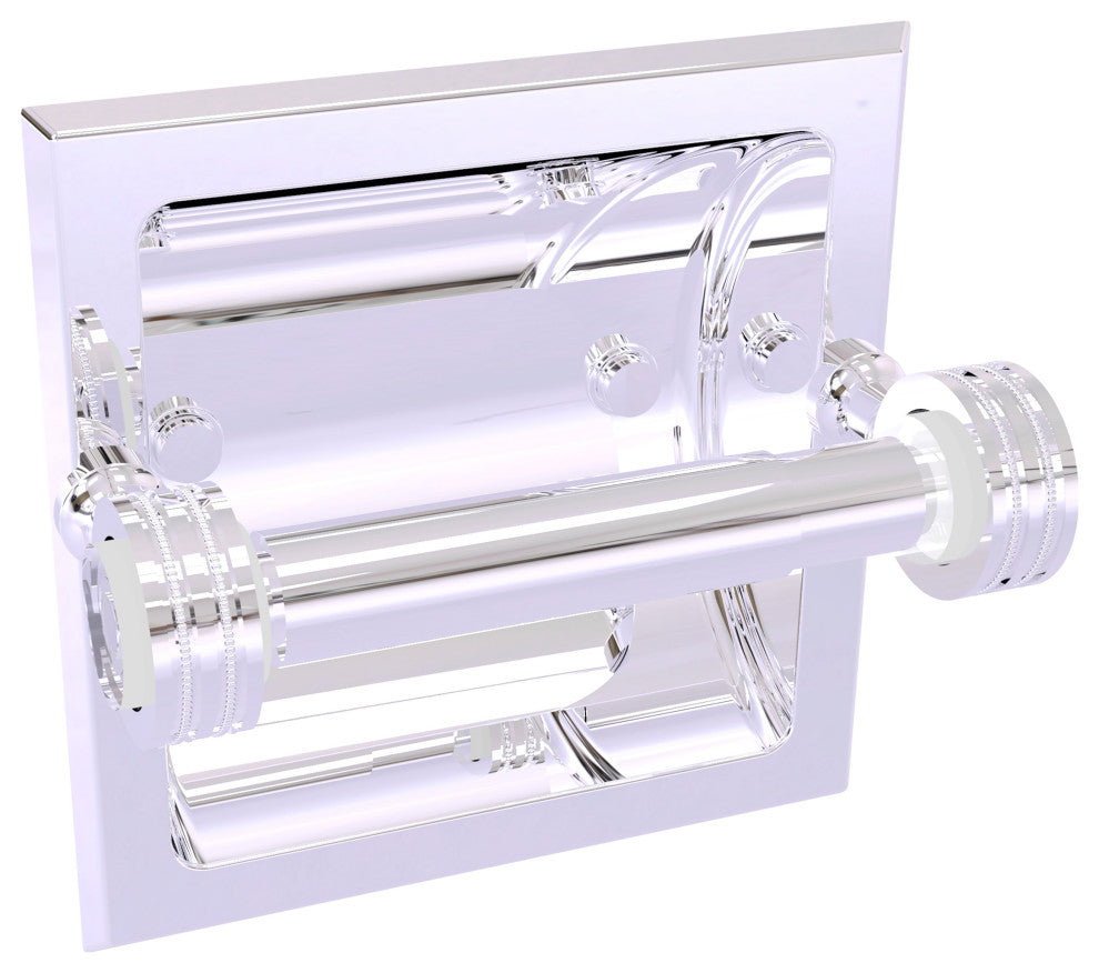 Pacific Grove Recessed Toilet Paper Holder with Dotted Accent, Polished Chrome