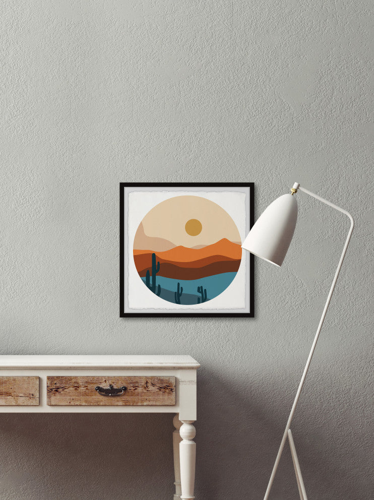 "Cactus on Cliffside" Framed Painting Print, 32x32