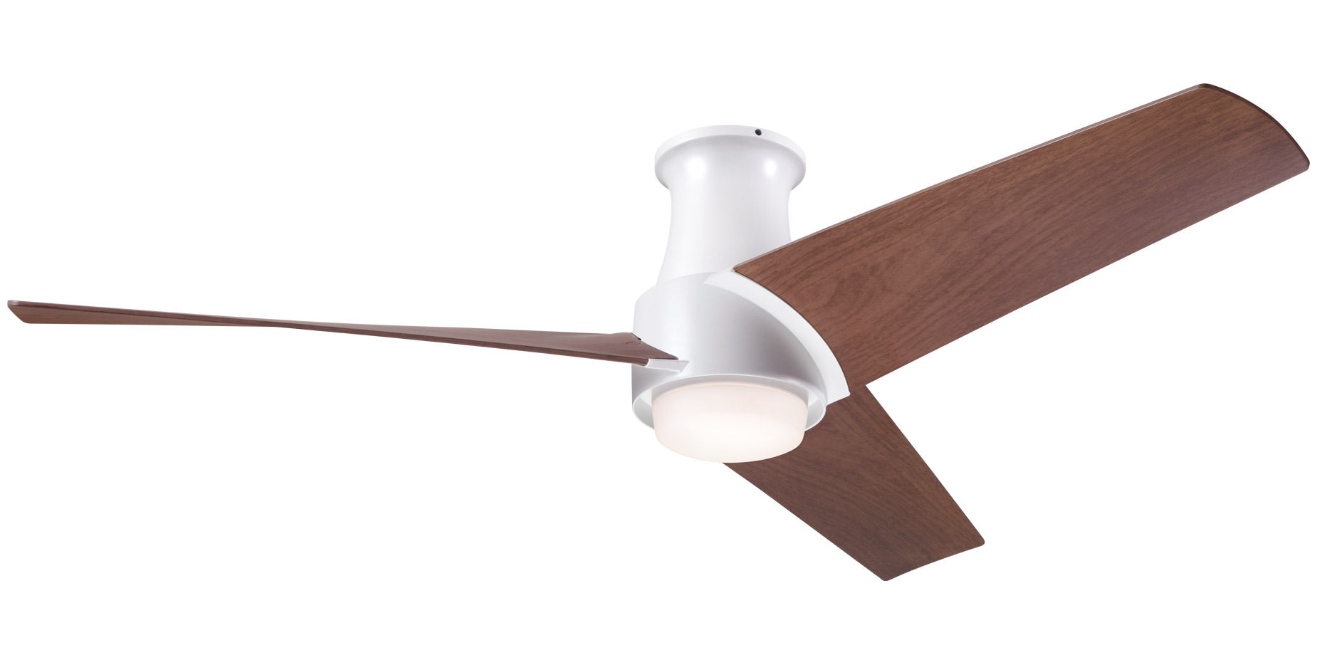 Ambit 56" Flush Fan, Matte White/Mahogany Blades, Light/Remote