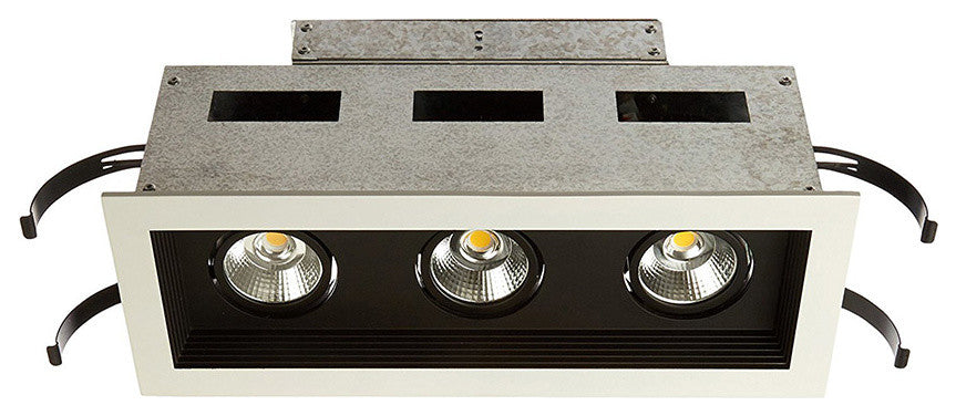 Mini Multiple LED Three-Light Remodel Housing With and-Light 4000K Flood, Black