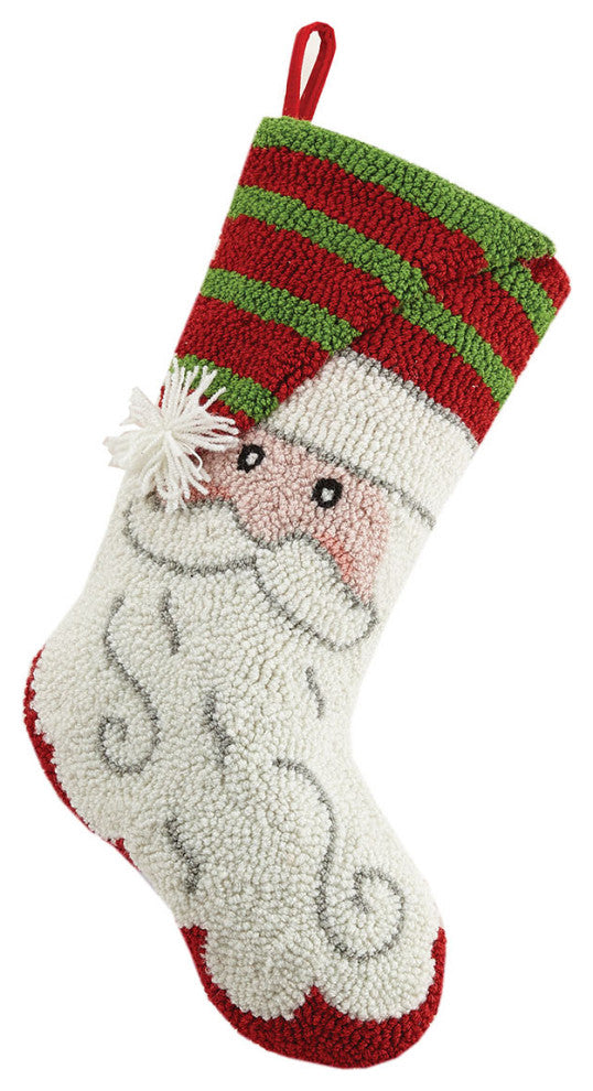 3D Striped Santa Hook Christmas Stocking