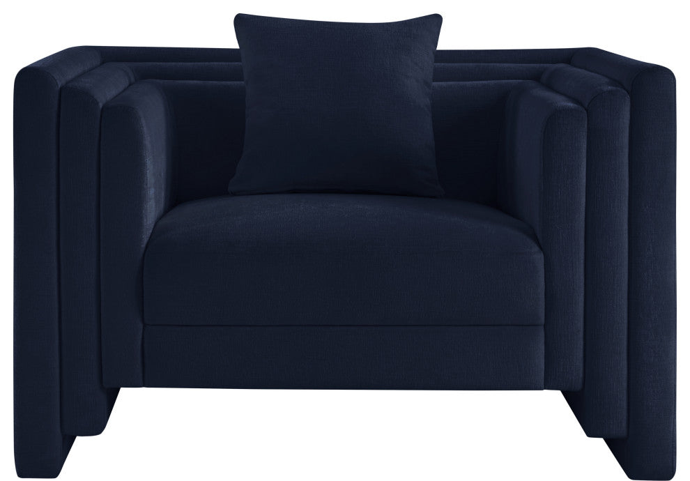 Everett Upholstered Chair, Navy, Chenille Fabric