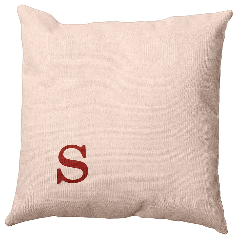 26"x26" Modern Monogram Decorative Throw Pillow, Maple Red