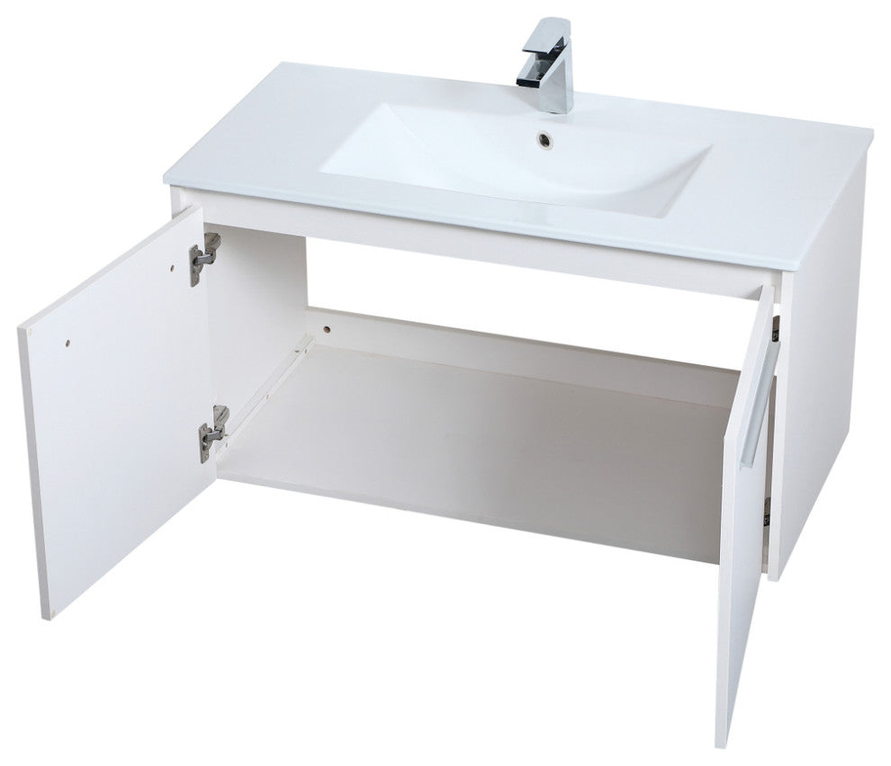 Single Bathroom Floating Vanity, White, 36"