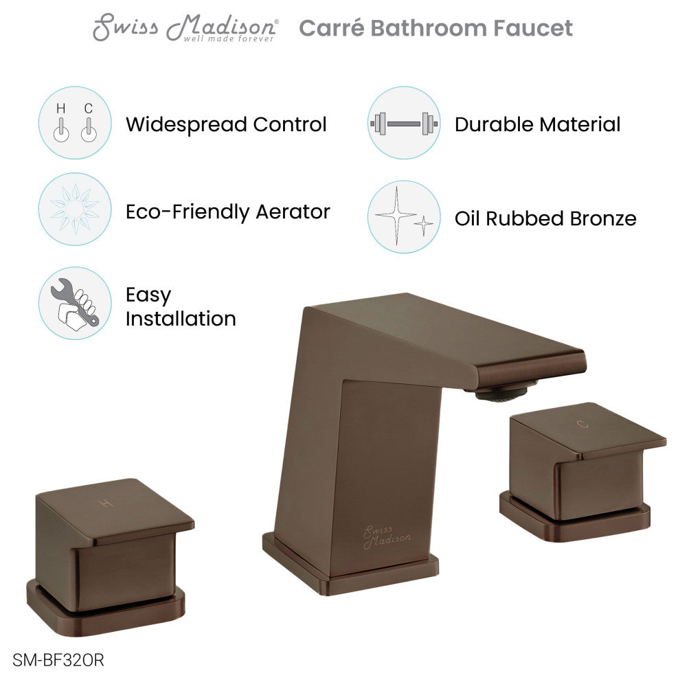 CarrÃ© 8" Widespread 2-Handle Bathroom Faucet, Oil Rubbed Bronze