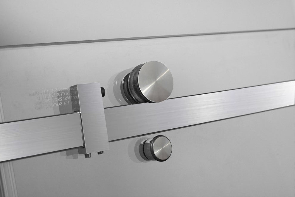 Moselle 48"x77.5" Completely Frameless Sliding Shower Door, Left Base, Stainless
