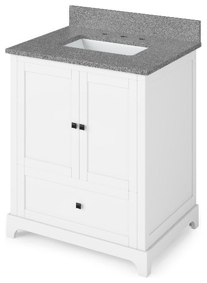 Addington Modern 30" White Vanity, Steel Grey Cultured Marble Vanity Top