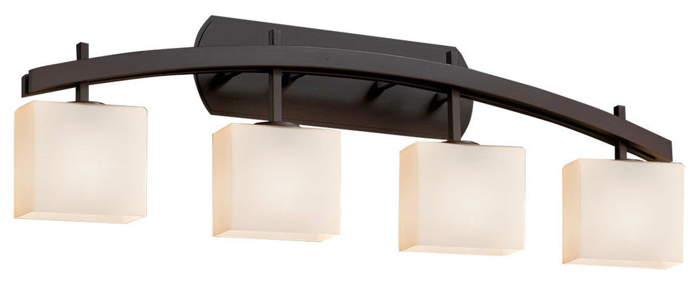 Fusion Archway 4-Light Bath Bar, Rectangle, Dark Bronze, Opal Shade