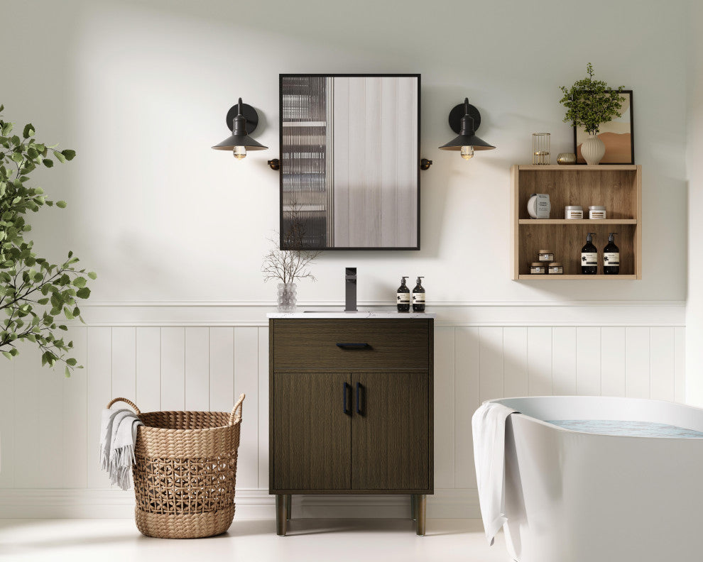 Home Living 24" Single Bathroom Vanity, Mocha Brown