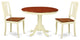 3 Pc Set, Round Small Table, 2 Wood Dinette Chairs, Buttermilk, Cherry .