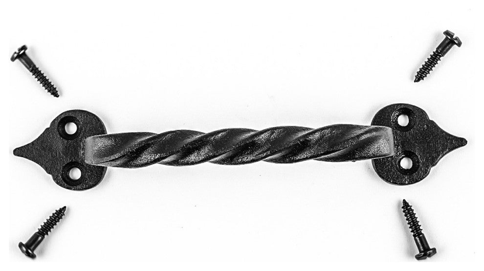 4 Piece Twisted Black Wrought Iron Cabinet Door Drawer Pull 5 7/8" Total Length