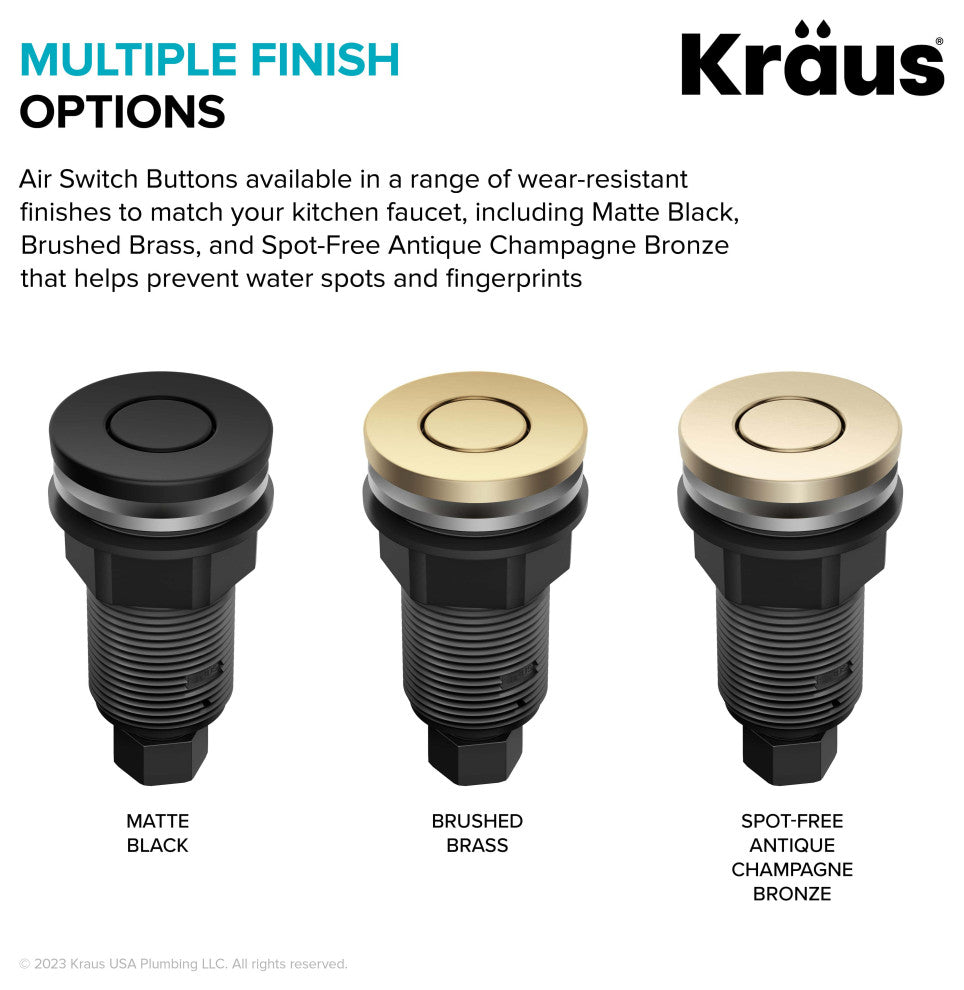KRAUS Garbage Disposal Air Switch Kit 2 Flat Push Buttons SFS, Kwda-200sfs