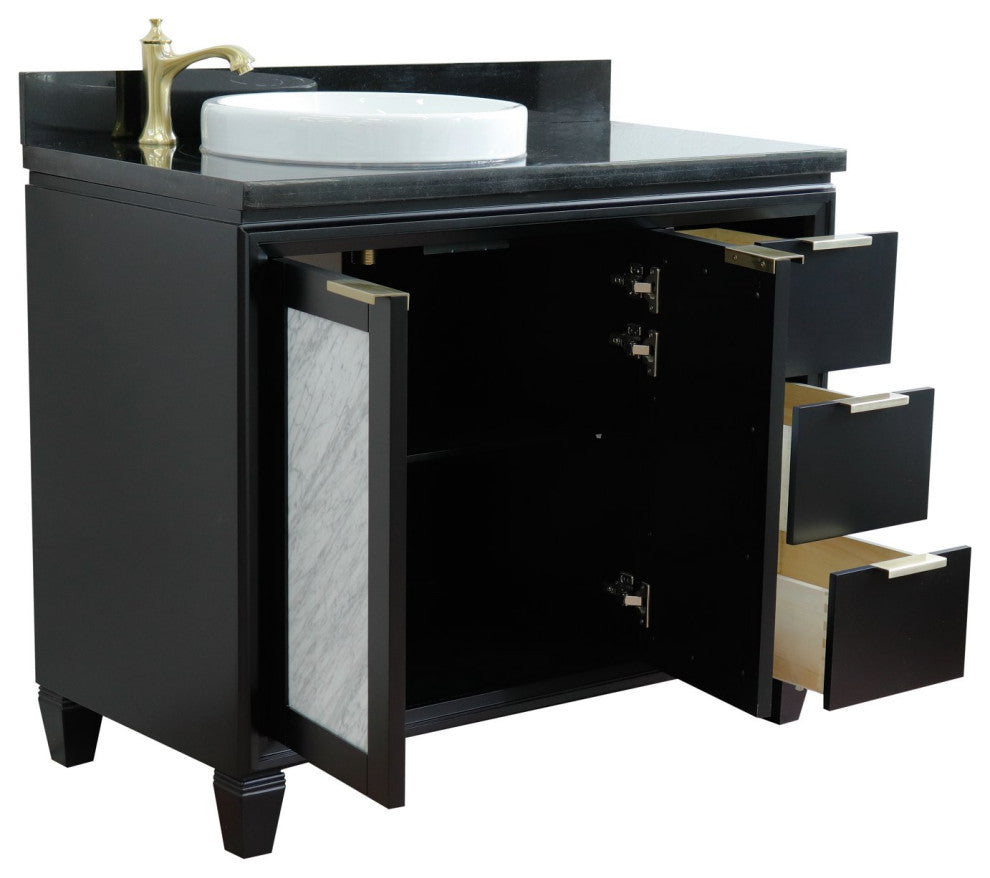 43" Single Vanity, Black Finish With Black Galaxy