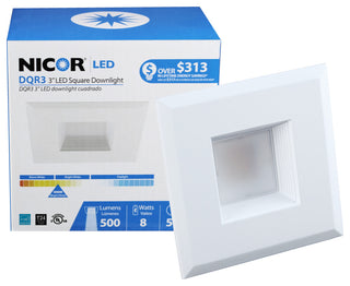 DQR Series 3 in. White Square LED Recessed Downlight in 3000K