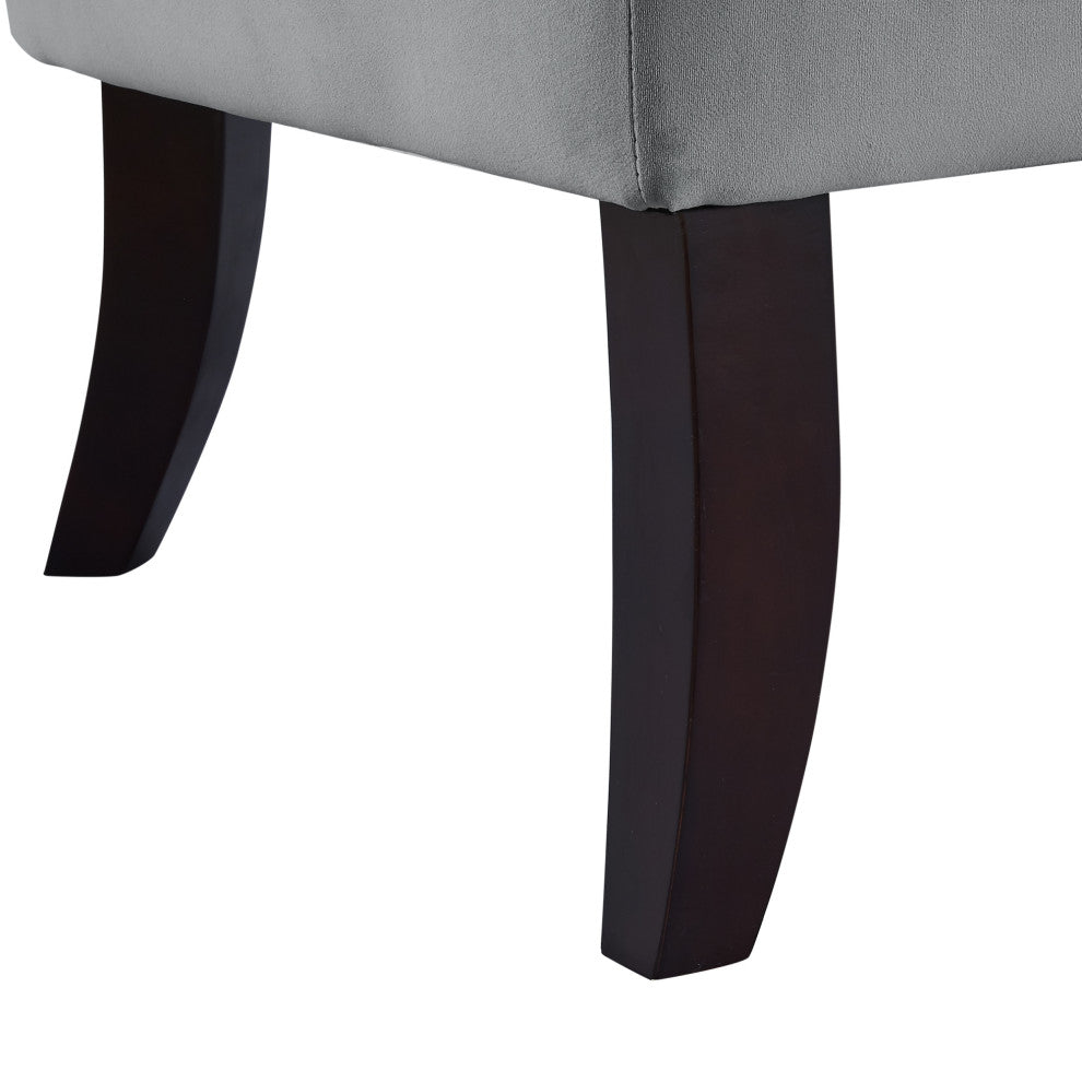 Avery Velvet Swoop Arm Square Back Open Sides Accent Chair, Gray