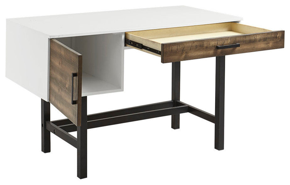 Madison Park Kirtley Modern Industrial Wood Office Writing Desk, White