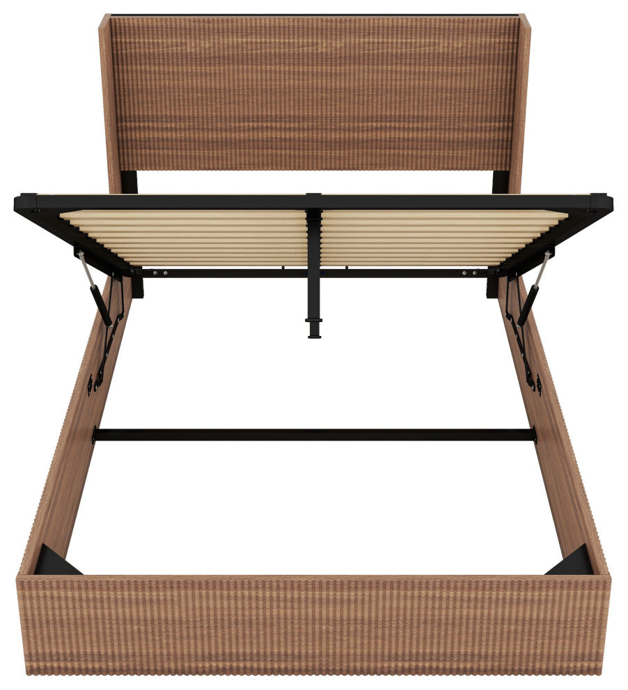 Gewnee Large grooved undulating lift storage bed frame