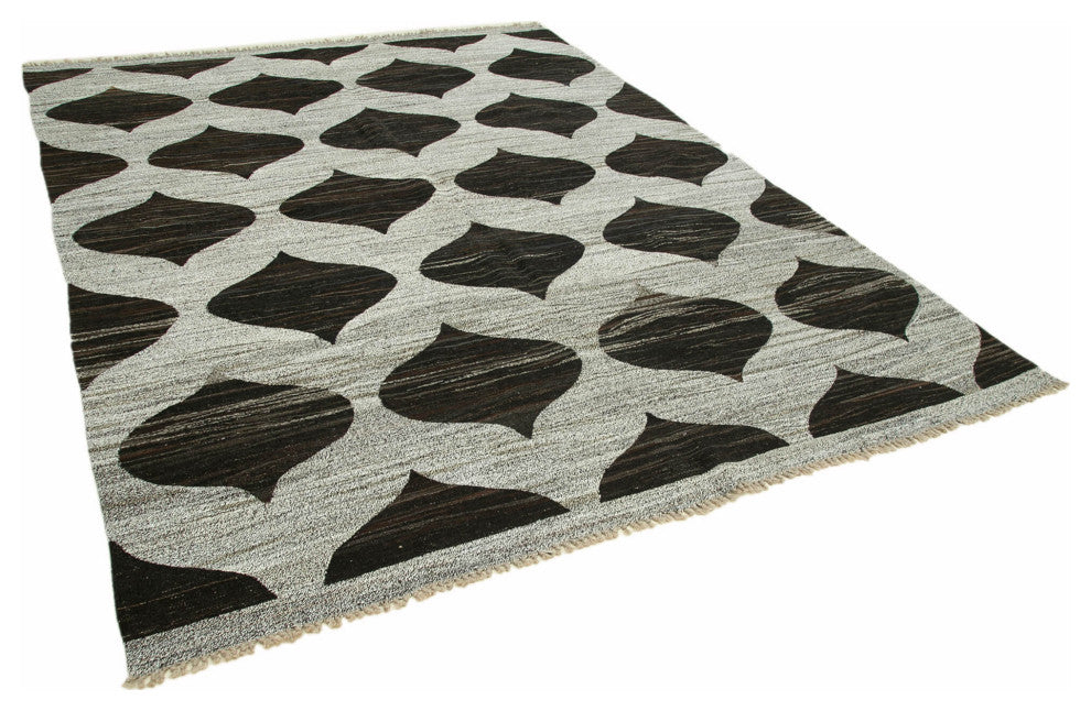 Rug N Carpet - Handmade Turkish 7' 11'' x 10' 4'' Modern Design Wool Kilim Rug