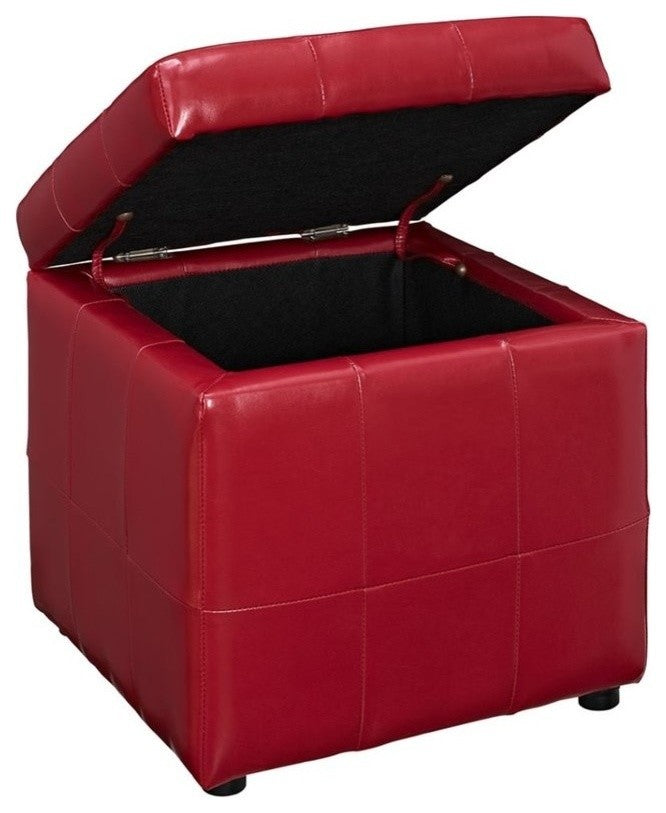 Modern Contemporary Living Room Storage Ottoman Red