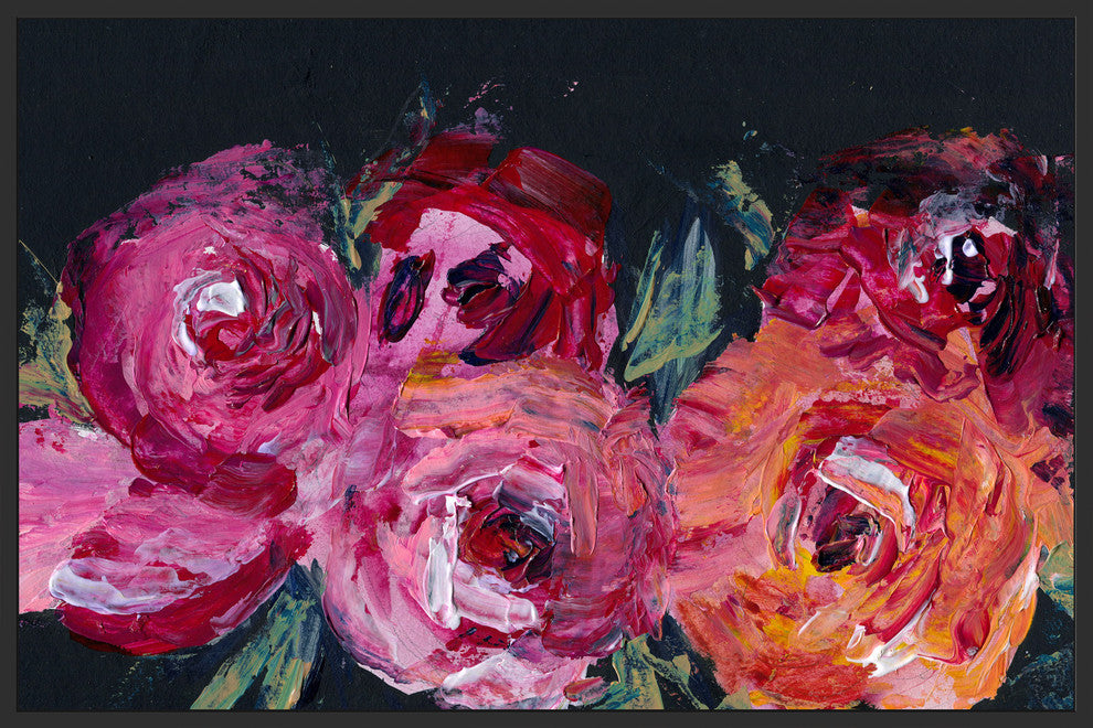 "Blooming Rose" Floater Framed Painting Print, Canvas, 18"x12"