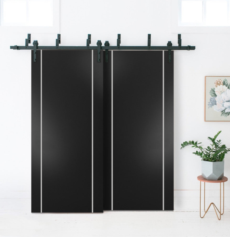 Slab Barn Door Panel 18 x 96 | Planum 0410 Matte Black with  | Sturdy Finished