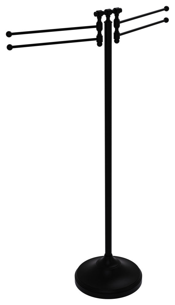 Towel Stand with 4 Pivoting Swing Arms, Matte Black