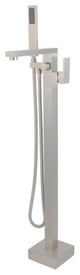 Single-Handle Floor-Mount Tub Faucet With Hand Shower, Brushed Nickel
