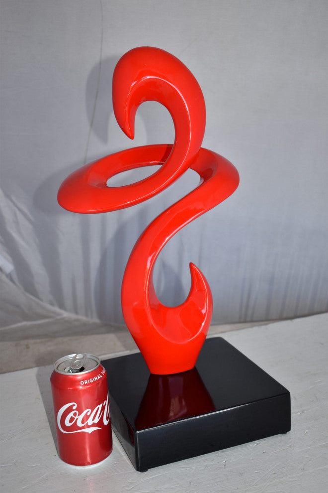 Modern Art Red Abstract Sculpture Made of Resin on A Base Size: 10" x 8" x 19"