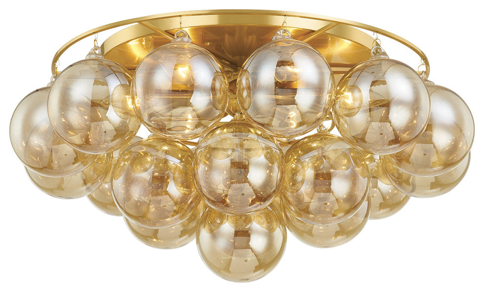 Mimi 6-Light Flush Mount, Aged Brass