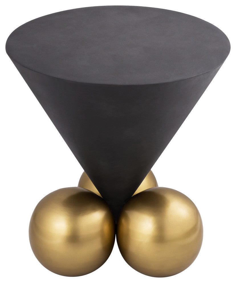 Naples Grey Cement Textured Top With Brushed Brass Base End Table