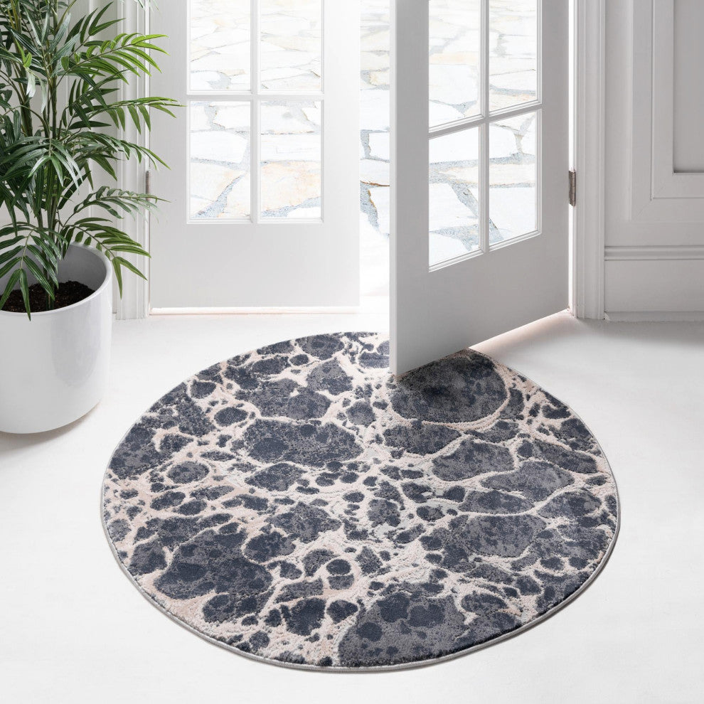 Unique Loom Oasis Breeze Area Rug, Gray, 7' 0 X 7' 0 Round