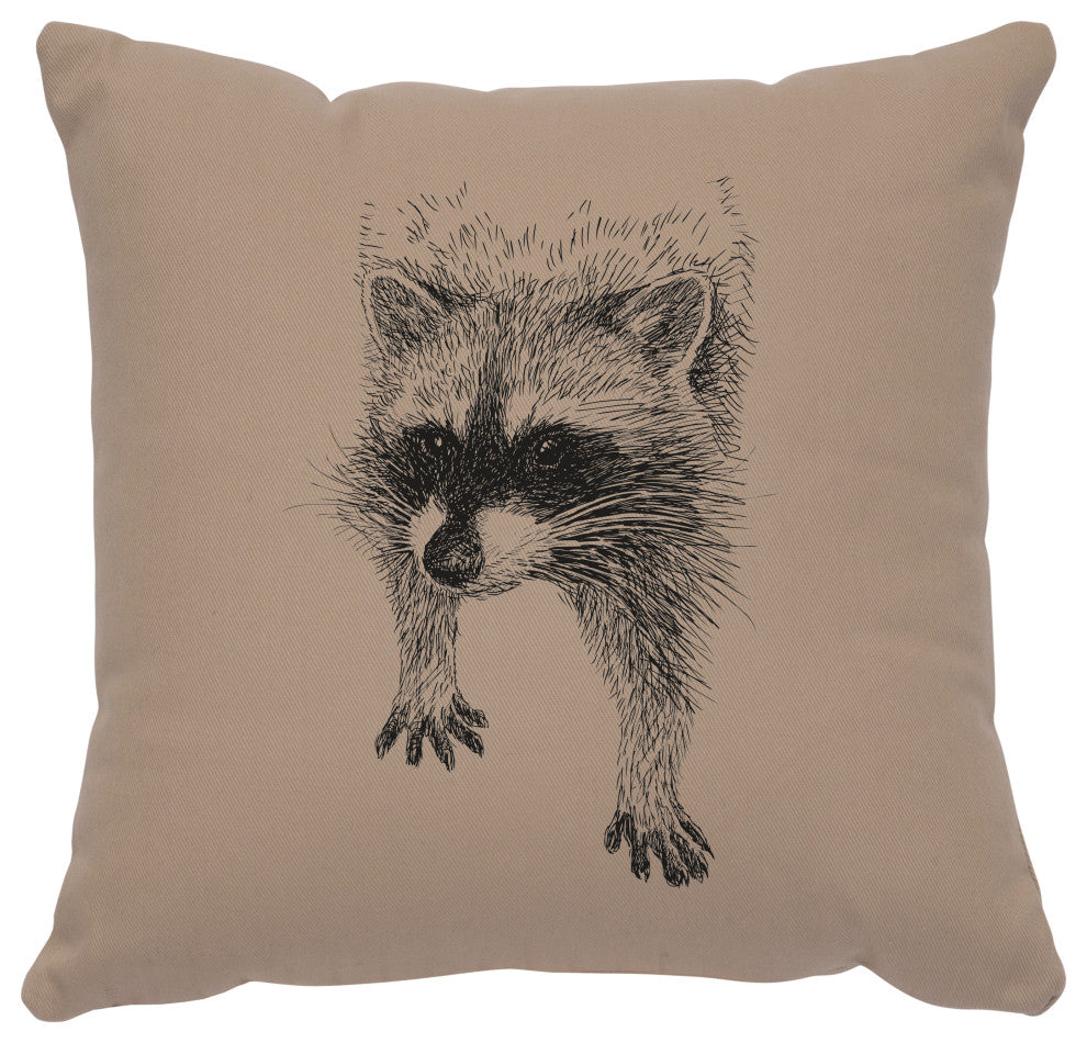 Image Pillow 16x16 Raccoon Cotton Alabaster