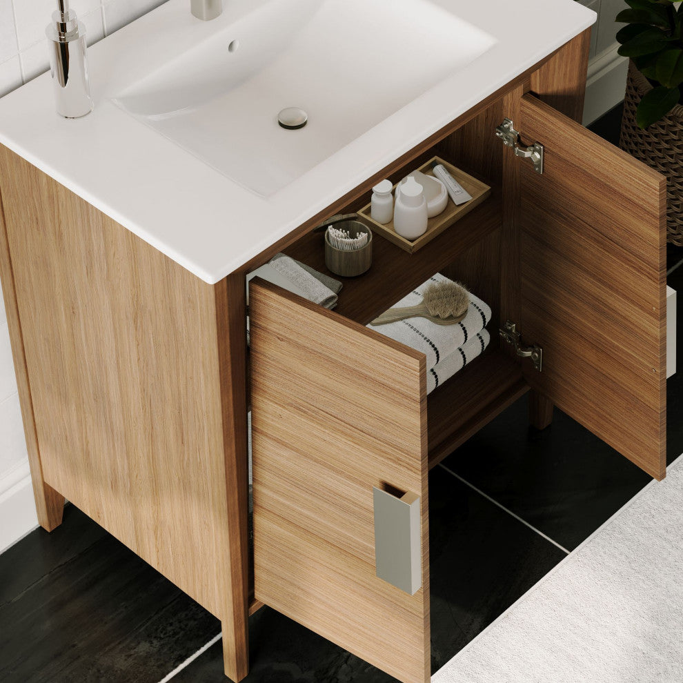 The Gellar Bathroom Vanity, Brown, 30", Single Sink, Freestanding
