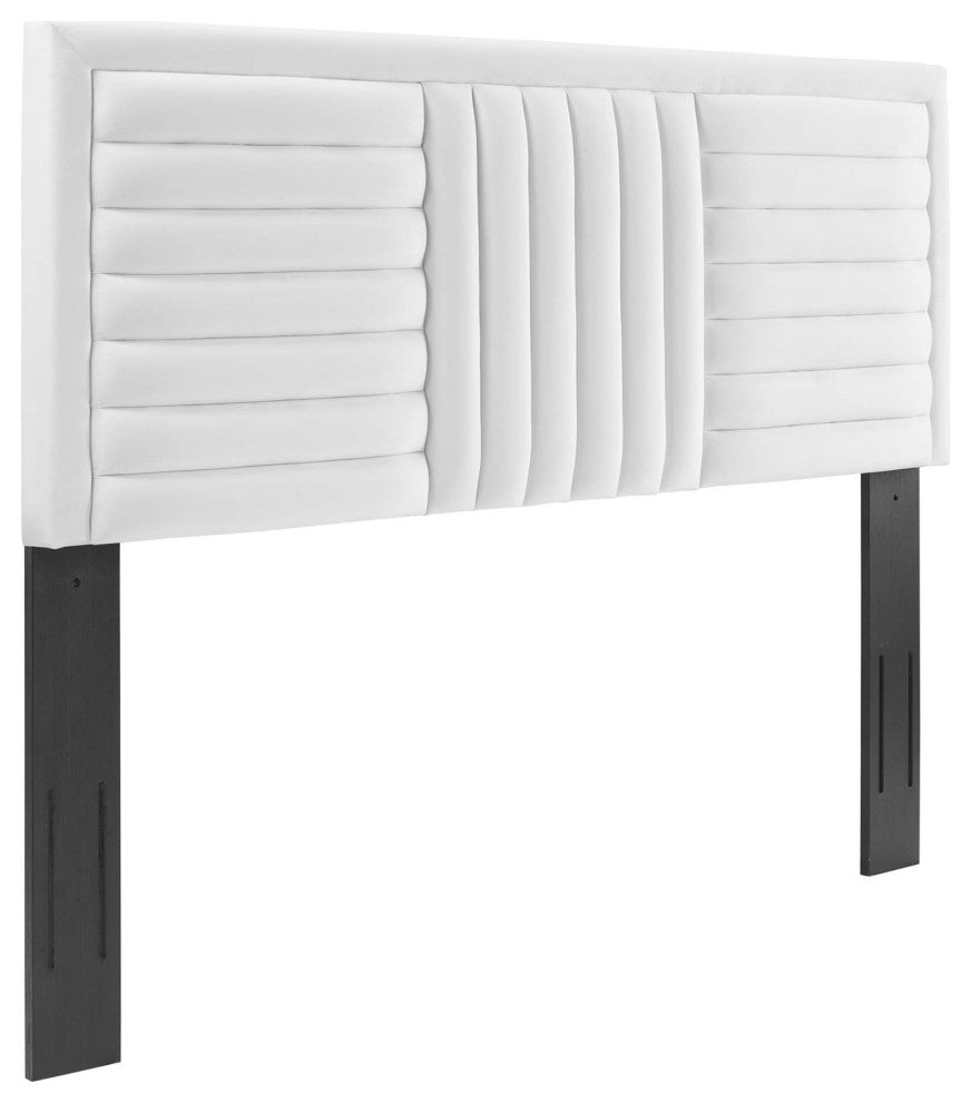 Believe Channel Tufted Performance Velvet Twin Headboard, White