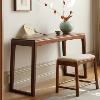 Solid Wood Desk, Rich Dark Walnut / Black  Walnut Table 48"/ Stool