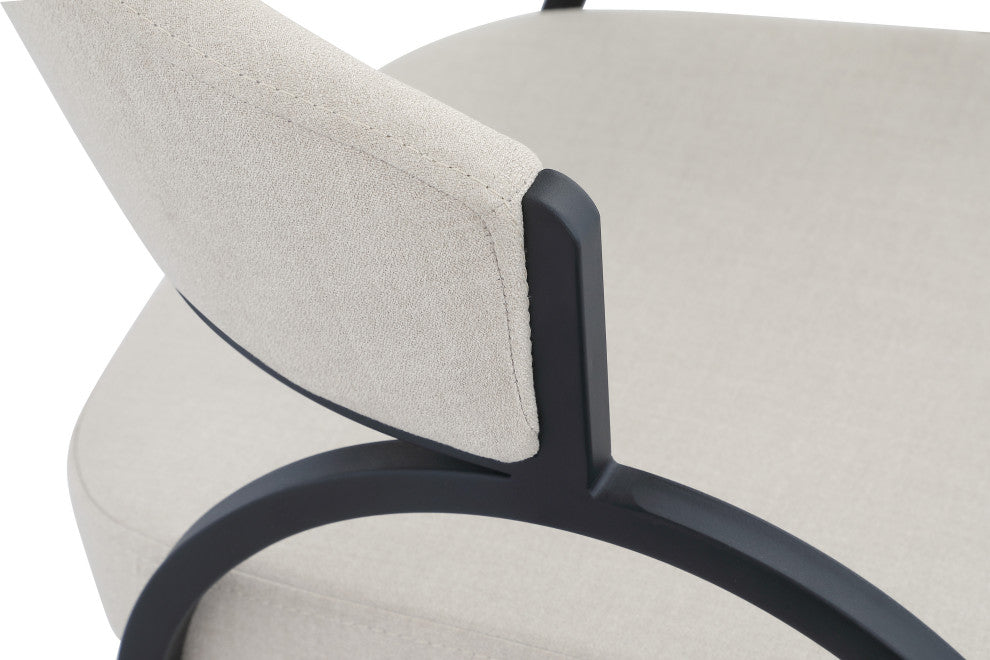 Privet Dining Chair (Set of 2), Beige, Matte Black Finish