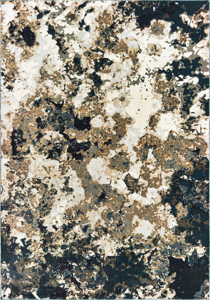 Bowen 1808Q Rug, Navy/Gold, 3'10"x5'5"