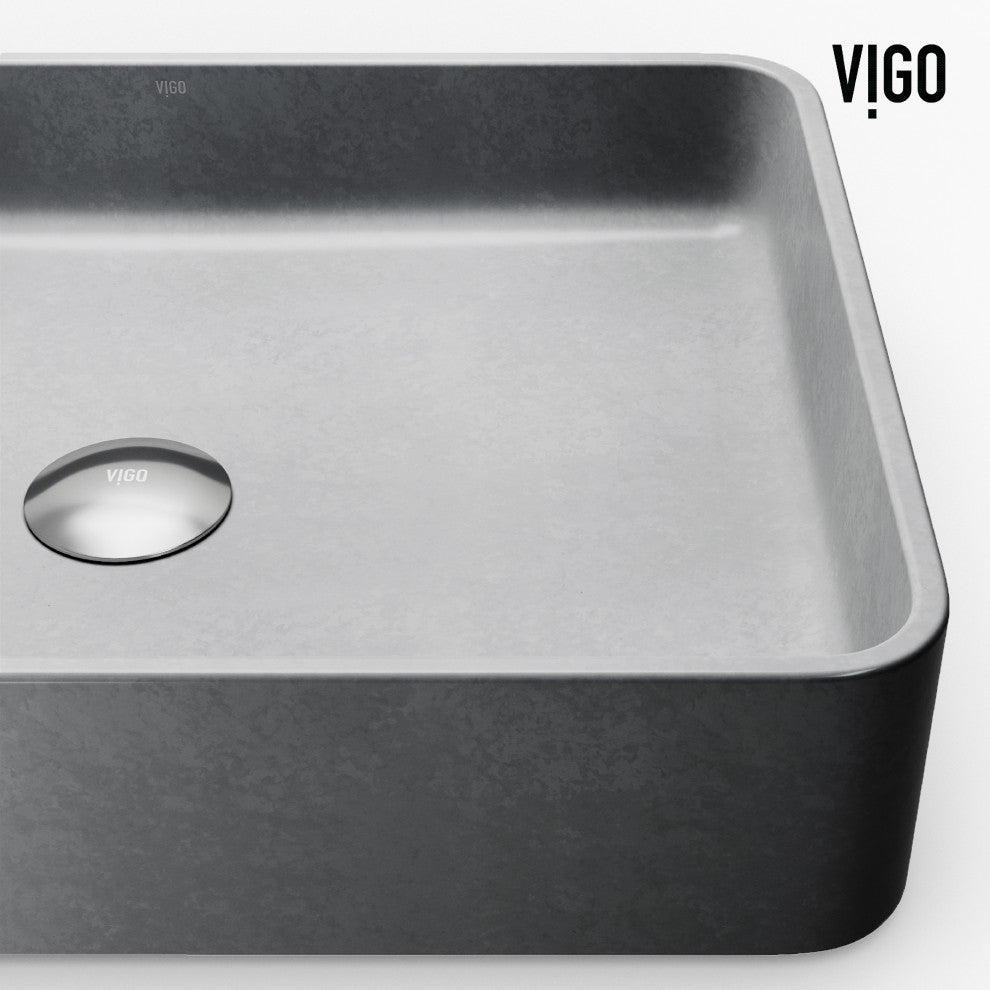 Tarragona 19"L x 14"W Concrete Vessel Sink and Ashford 11"H Faucet Set