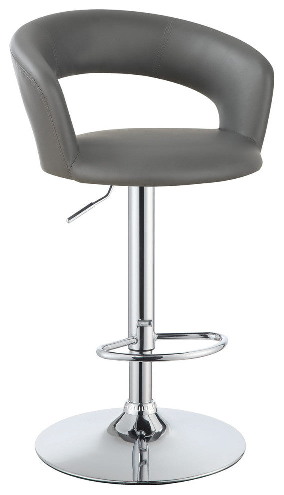 Faux Leather Adjustable Height Bar Stool Chrome and Gray