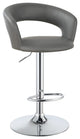 Faux Leather Adjustable Height Bar Stool Chrome and Gray