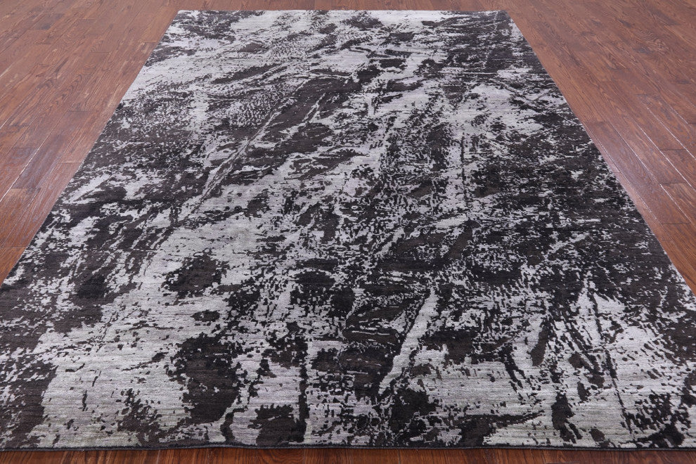 Handmade Abstract Wool and Silk Rug 7' 10" X 10' 1" Q9132
