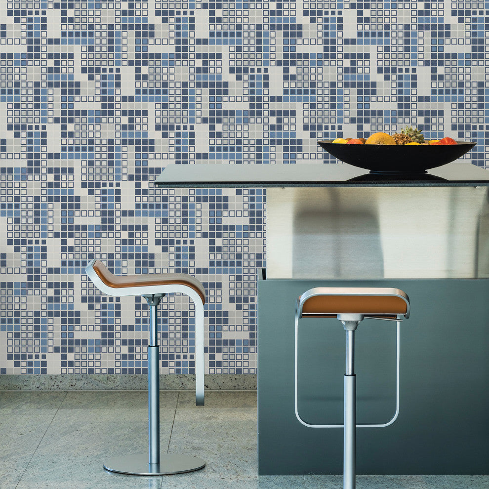 Bantry Blue Geometric Wallpaper Bolt