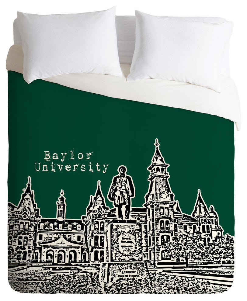 Deny Designs Bird Ave Baylor University Green Duvet Cover - Lightweight