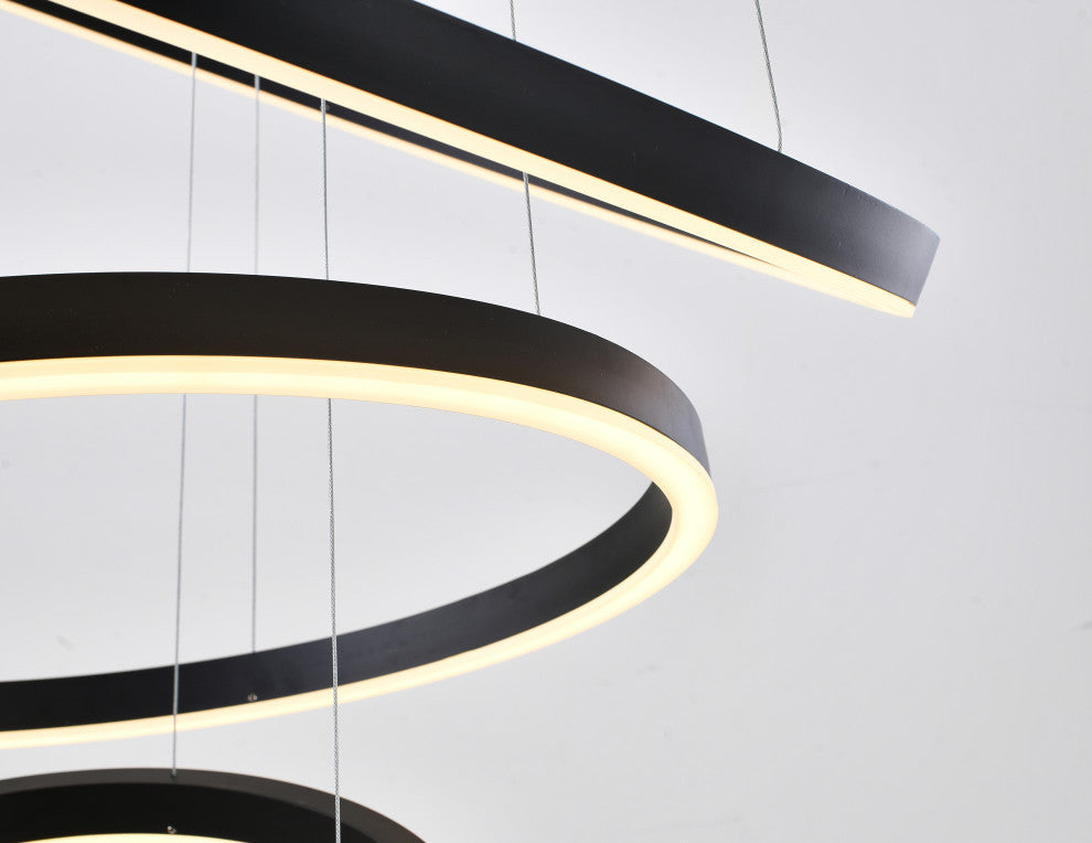 LED Chandelier, Matte Black