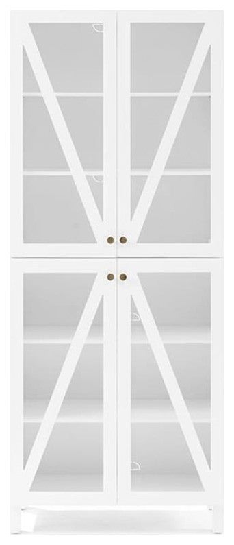 Crosley Furniture Cassai MDF Wood and Tempered Glass Tall Storage Pantry - White