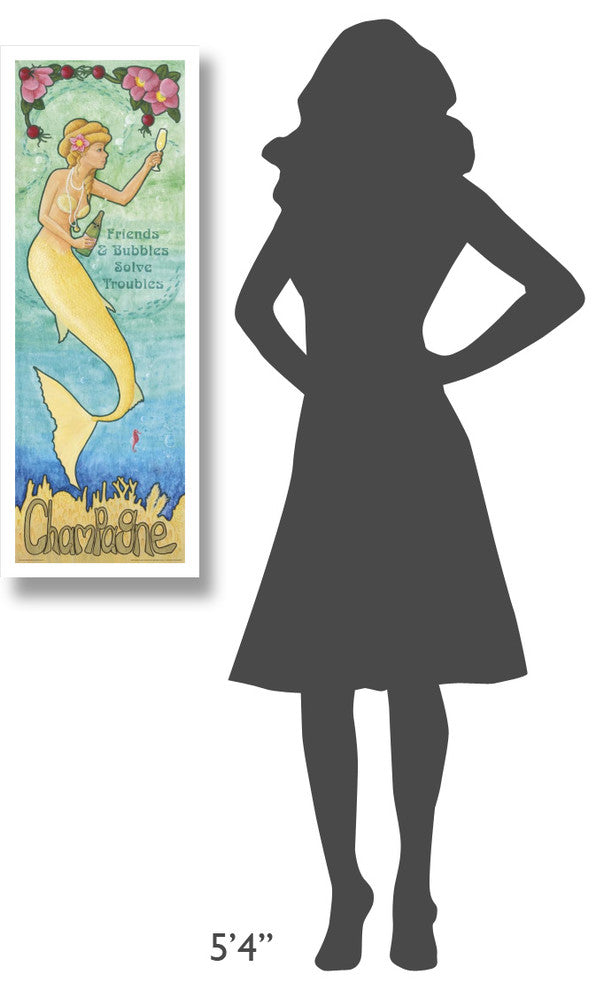 "Nouveau Mermaid Champagne v2" Digital Paper Print by Elyse DeNeige, 14"x38"