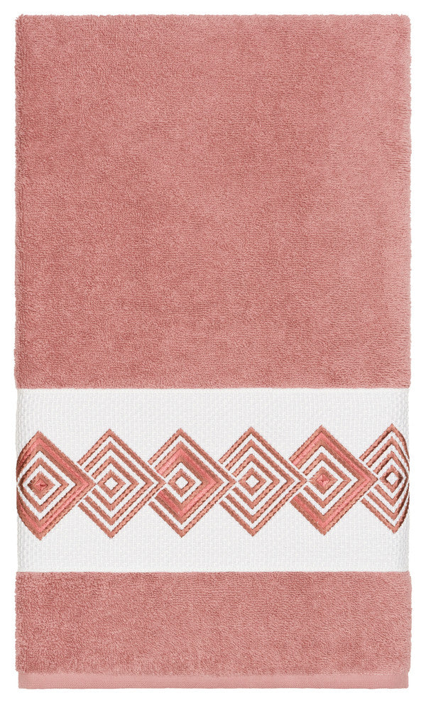 Linum Home Textiles Noah Embellished, Tea Rose, Bath Towel, 2-Piece Set