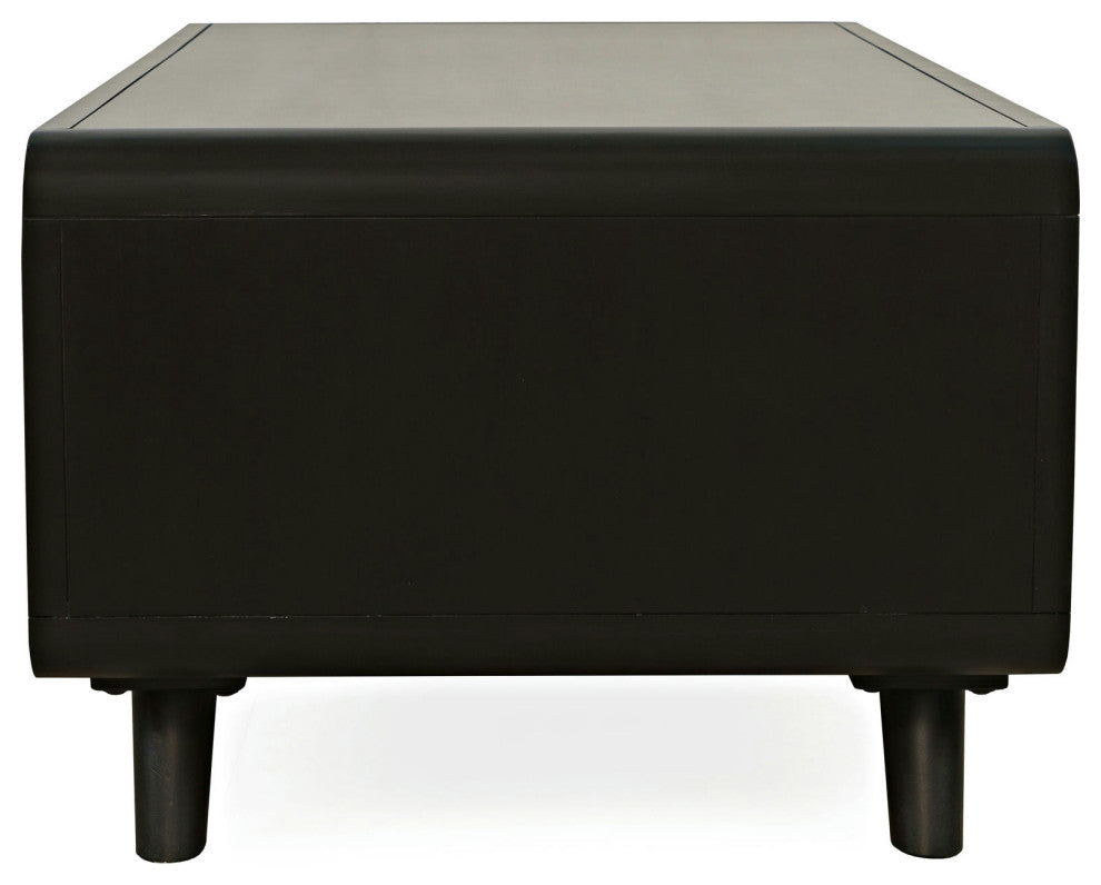 Marlowe Mid-Century Modern 48" Curved Coffee Table with Storage Drawers