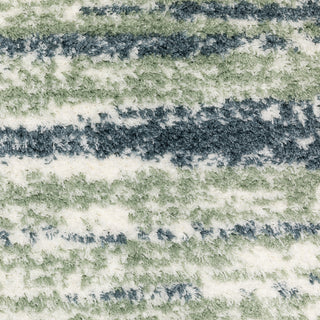 Greer Modern Distressed Stripe Blue/ Green Area Rug, 3'10" x 5'5"